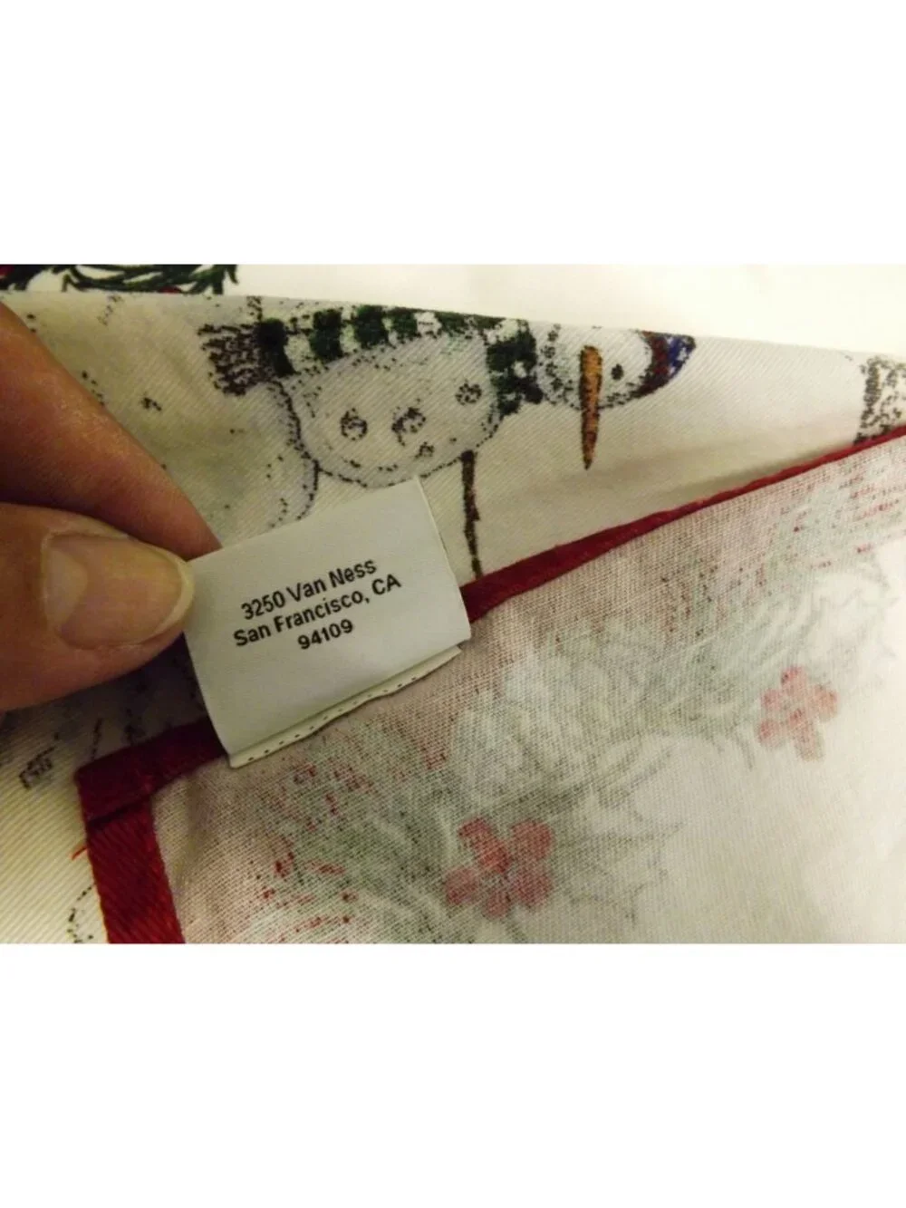 Williams Sonoma Winter Scene Cotton Napkins Set Of 6 Red & White Snowman & Deer